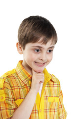 Portrait of little boy on a white background