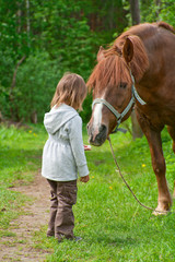 Horse and little girl.