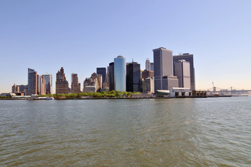 Lower Manhattan skyline on a Clear Blue day, New York City