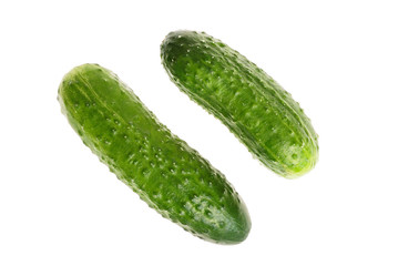 Two green cucumbers