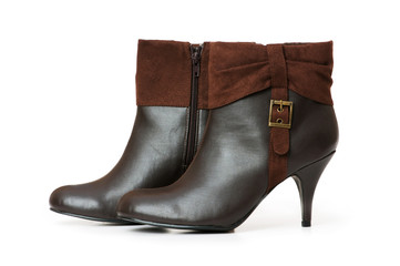 Brown boots isolated on the white background