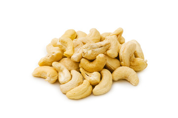 Cashew nuts isolated on the white background