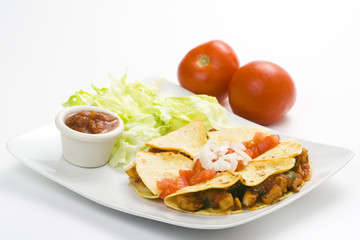 delicious chicken quesadilla and fresh vegetables