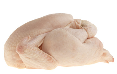 perfect raw chicken isolated on white ready for roast