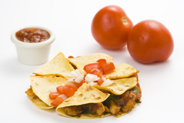 delicious chicken quesadilla and fresh vegetables