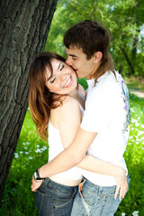 Fototapeta premium happy kissing couple