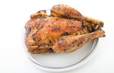 poulet rôti sur fond blanc