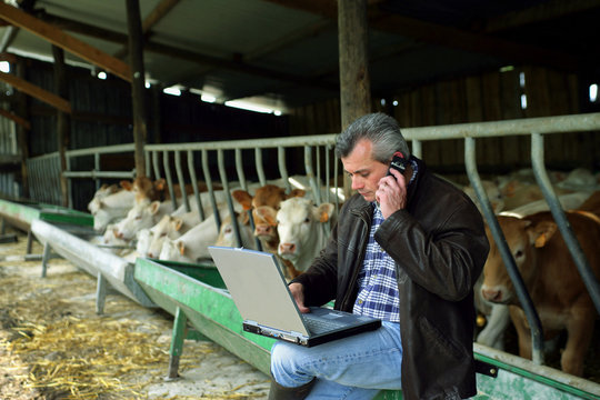 homme avec ordinateur et téléphone portable