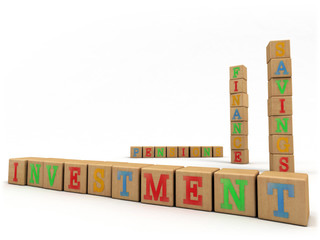 Investment concept - Child's play building blocks