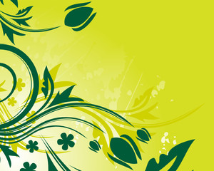 Fototapeta na wymiar Green floral background with place for your text
