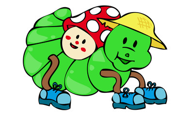 caterpillar with mushroom