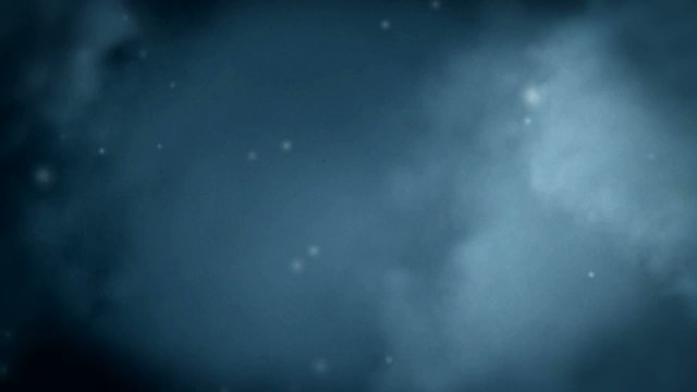 Fly through blue clouds