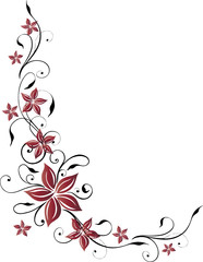 Obraz na płótnie Canvas Blüten Ranke, rot, schwarz