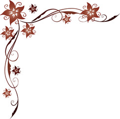 Floral, Blütenranke, rot schwarz, filigran