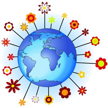 Flower earth concept of ecology, peace