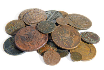 Heap of old copper coins