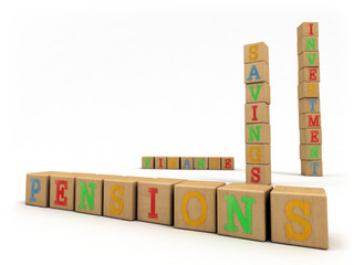 Pensions concept - Child's play building blocks
