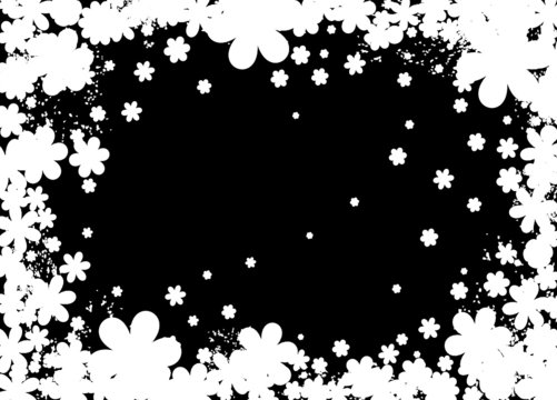 floral cadre fleur noir et blanc