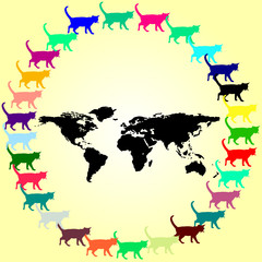cat on the world illustration