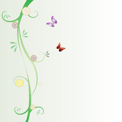 A floral vector background with butterflies