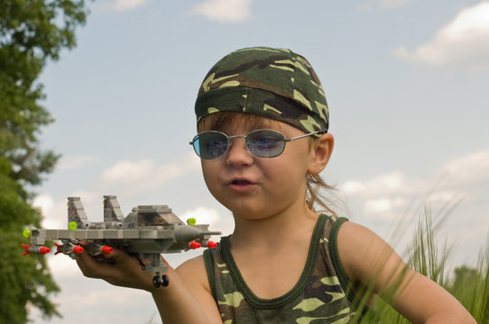 Little boy and war-plane