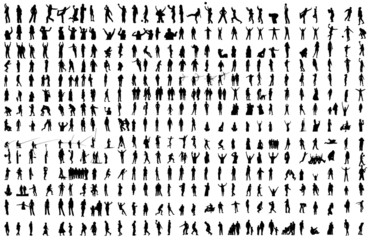 Arround 400  people in different activities - clipart collection
