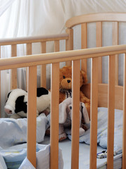 Children bed with waiting toys