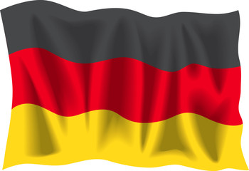 Waving flag of Germany isolated on white
