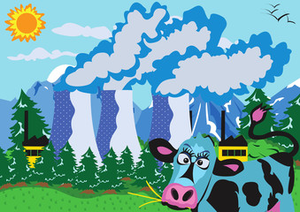 Nuclear powerplant and cow