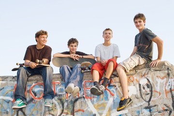 boys hanging at the skatepark