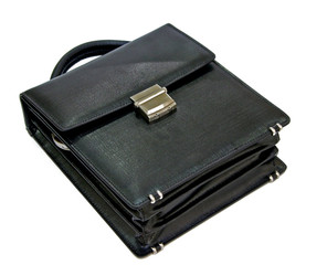 Black leather men briefcase