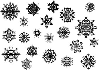 twenty one black snowflakes