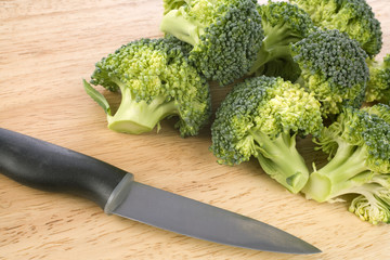 Broccoli on a chopping board