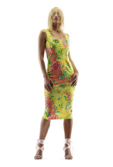 Sexy Blonde in Floral Dress 1