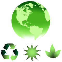 Green earth with environment symbols