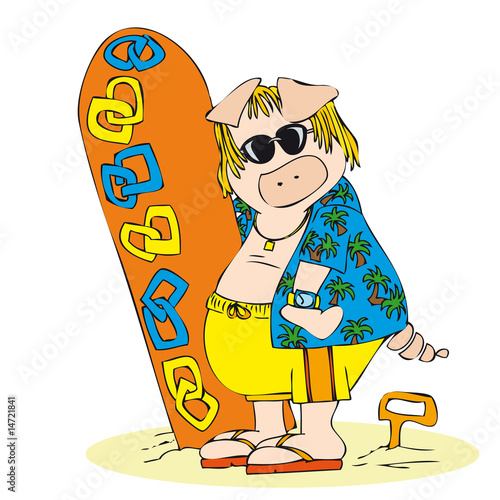 Surfer Pig Immagini E Vettoriali Royalty Free Su File