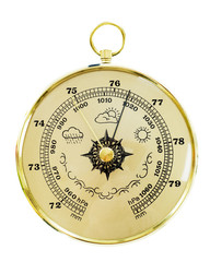 Old barometer isolated on white
