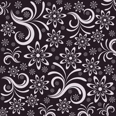 Papier Peint photo autocollant Fleurs noir et blanc Fond décoratif