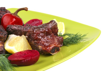 roast rib's on green dish