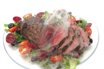 barbecue served with vegetables