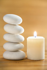 Fototapeta na wymiar Zen stone and candle