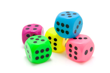 colorful dice isolated on white background