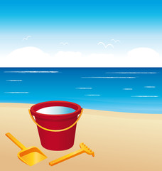 Kids toys on the beach