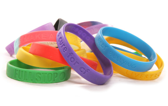 Various charity wristbands cutout