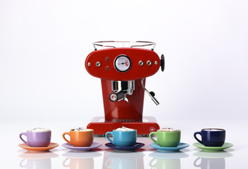 Colourful Espresso Coffee Machine and Cups 2