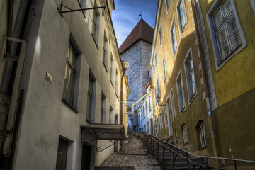 Fototapeta na wymiar Old Street w Tallinie