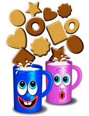 Latte e Biscotti-Breakfast-Lait et Biscuits Cartoon