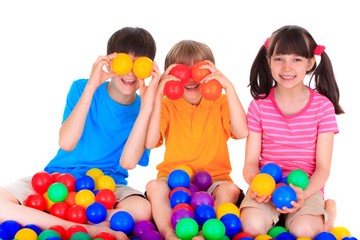 Fototapeta na wymiar Children with colorful balls