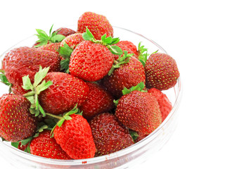 Fragment of bowl with  strawberries. Isolated