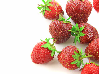 Isolated fruits - Strawberries on white background.Close-Up